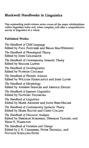 The Handbook of Discourse Analysis (Blackwell Handbooks in Linguistics)