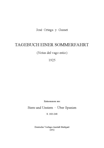 TAGEBUCH EINER SOMMERFAHRT. (Notas del vago estio)