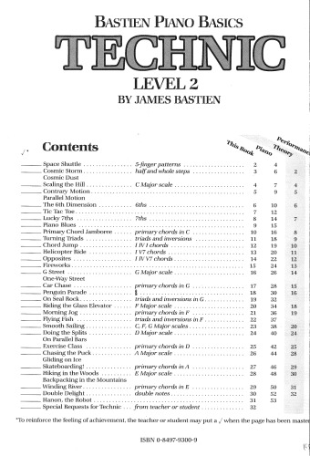 Bastien. Piano Basics. Level 2.Technic. WP217.