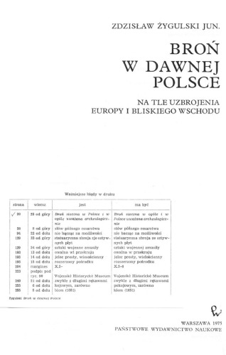 Bron w dawnej Polsce na tle uzbrojenia Europy i Bliskiego Wschodu 