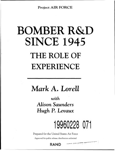 Bomber R  D Since 1945. The Role of Experience