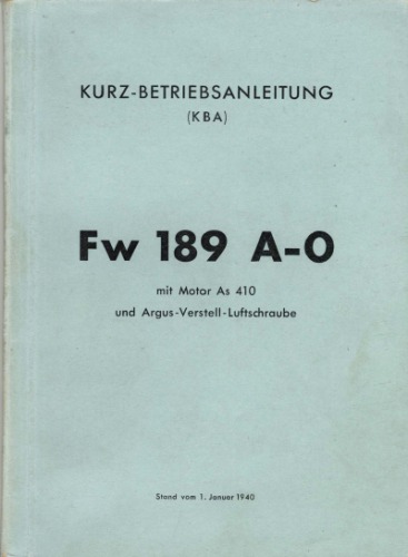 Fw 189A Kurz-Betriebsanleitung