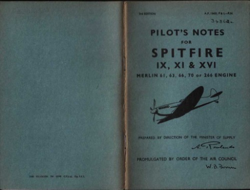 Pilots notes for Spitfire IX, XI  XVI