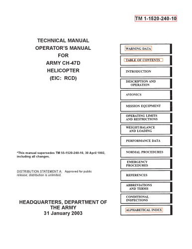 Technical manual, Operator’s manual for Army CH-47D helicopter TM 1-1520-240-10
