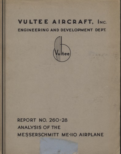 Me-110 USA Analysis of the Messerschmitt Me 110