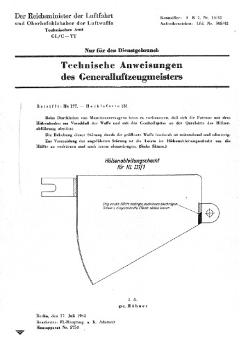HeinkelHe 177 Technische Anweisungen des Generalluftzeugmeisters 
