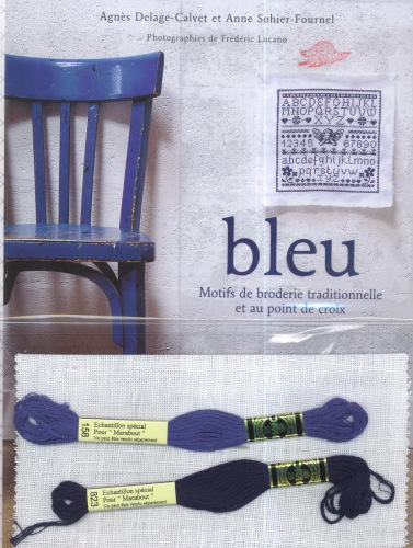 BLEU: motifs de broderie traditionnelle et au point de croix 