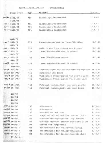 Blohm  Voss.BV 155Fotonummern