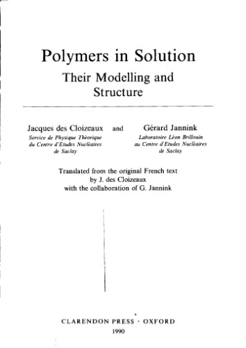 Polymers in Solution. Their Modelling and Structure