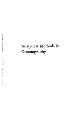 Analytical Methods in Oceanography
