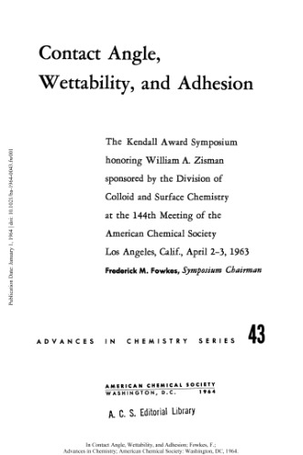 Contact Angle, Wettability, and Adhesion