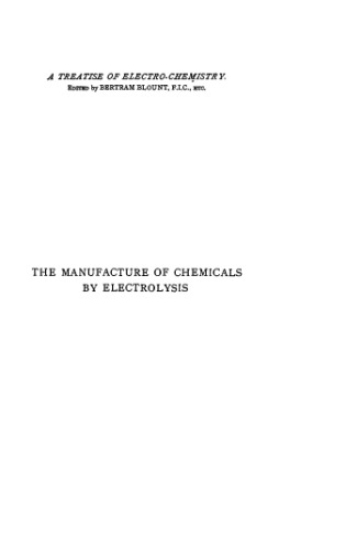 Manufacture of chemicals by electrolites