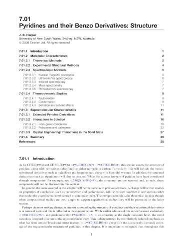 Compr. Heterocyclic Chem. III Vol. 7 Six-membered Rings with One Heteroatom