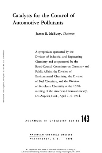 Catalysts for the Control of Automotive Pollutants Catalysts for the Control of Automotive Pollutants