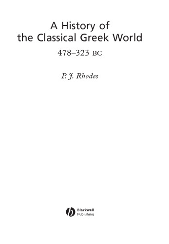 A History of the Classical Greek World, 478 - 323 BC
