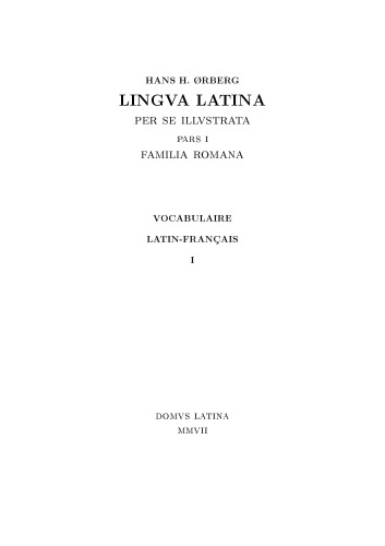 Pars I: Vocabulaire latin-français I