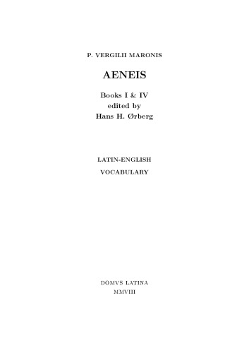 Aeneis: Latin-English Vocabulary