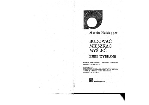 Budować, mieszkać, myśleć