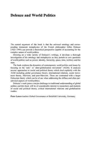 Deleuze and World Politics: Alter-Globalizations and Nomad Science 