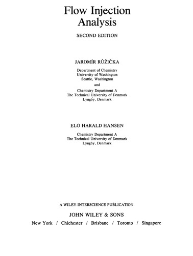 Flow Injection Analysis, 2nd Edition