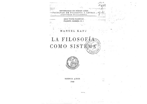 La filosofía como sistema