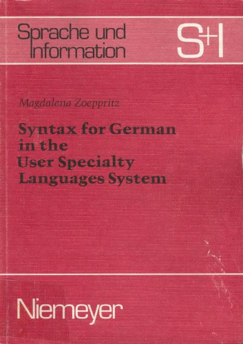 Syntax for German in the User Specialty Languages System