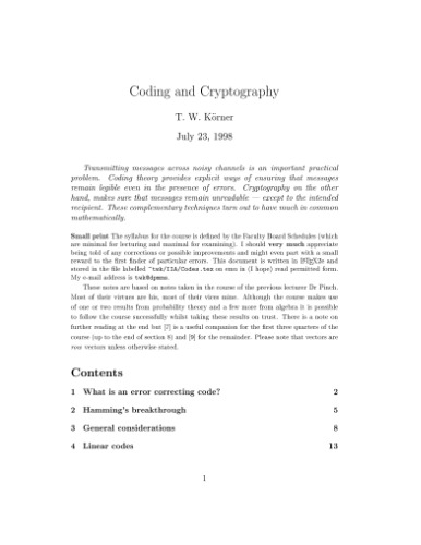 Coding and cryptography