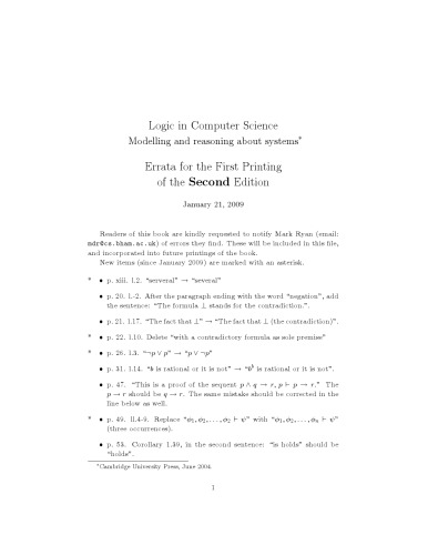 Logic in computer science - Errata