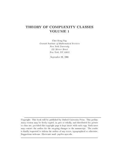 Theory of complexity classes