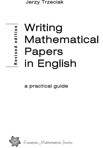 Writing mathematical papers in English: a practical guide