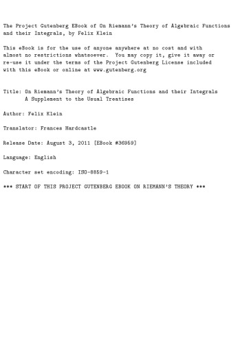 On Riemann's theory of algebraic functions and their integrals