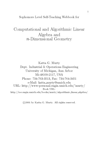 Computational and algorithmic linear algebra and n-dimensional geometry