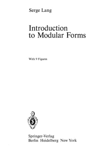 Introduction to Modular Forms 