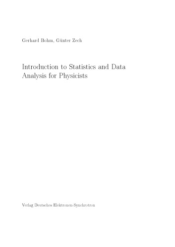 Introduction to Statistics and Data Analysis for Physicists