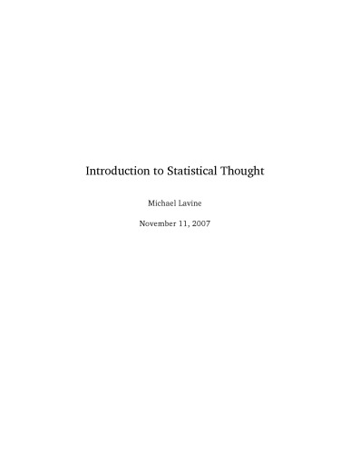 Introduction to statistical thought