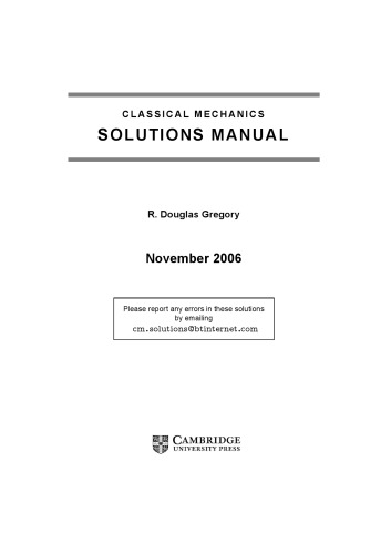 Classical mechanics: Solution manual