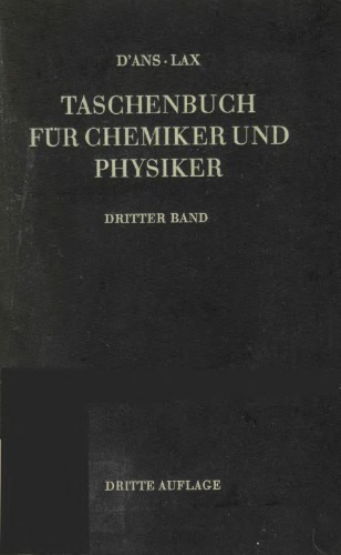 D'Ans-Lax Taschenbuch fuer Chemiker und Physiker, Band 3
