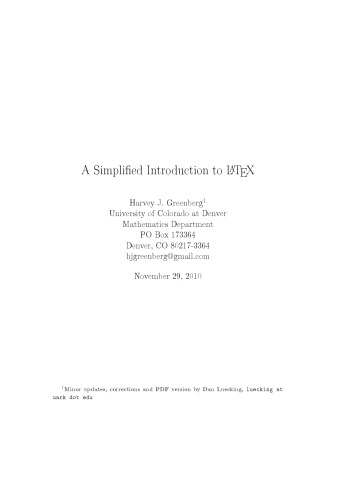 A simplified introduction to LaTeX