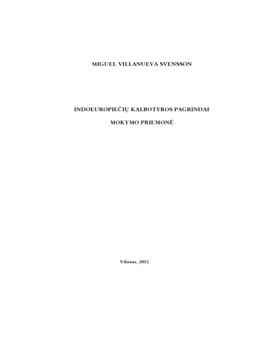 Indoeuropiečių kalbotyros pagrindai: mokymo priemonė