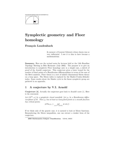 Symplectic Geometry and Floer Homology