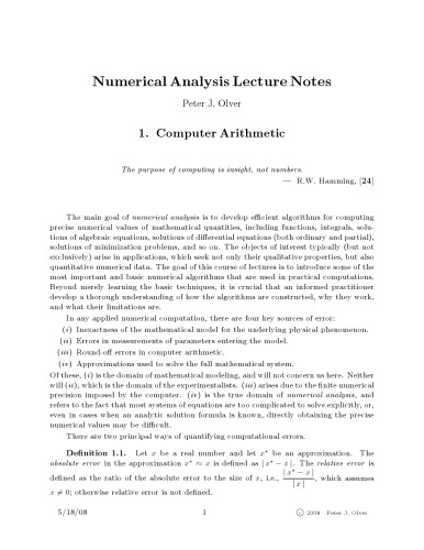 Lecture Notes on Numerical Analysis