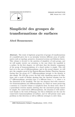 Simplicité des groupes de transformations de surfaces
