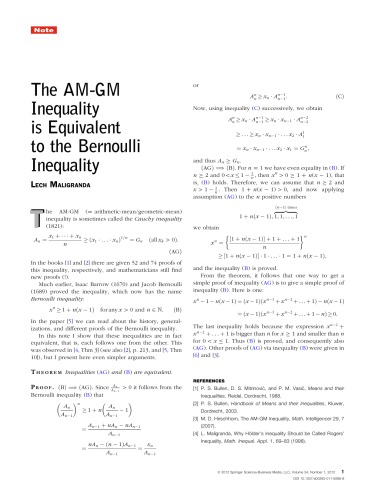 [Journal] The Mathematical Intelligencer. Vol. 34. No 1