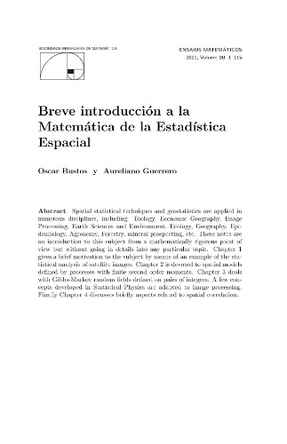 Breve introducción a la Matemática de la Estadística Espacial