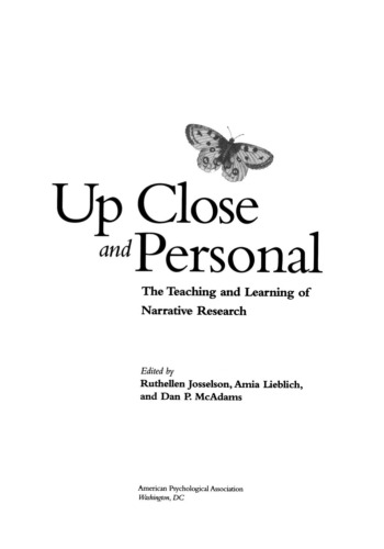 Up Close and Personal: The Teaching and Learning of Narrative Research