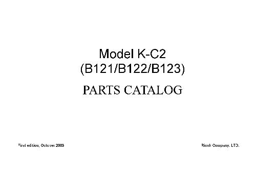Model K-C2. (B121, B122, B123) parts catalog