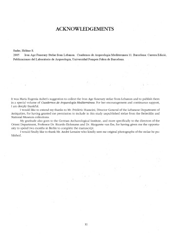 Iron Age Funerary Stelae from Lebanon