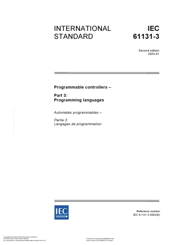 IEC 61131-3 Programmable controllers - Part 3: Programming languages