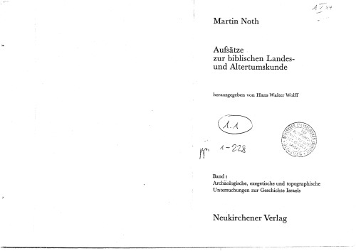Aufsätze zur biblischen Landes- und Altertumskunde, Band 1