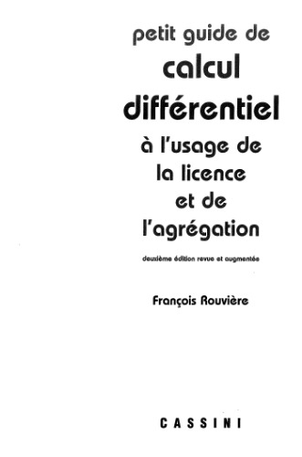 Petit guide de calcul différentiel à l'usage de la licence et de l'agrégation